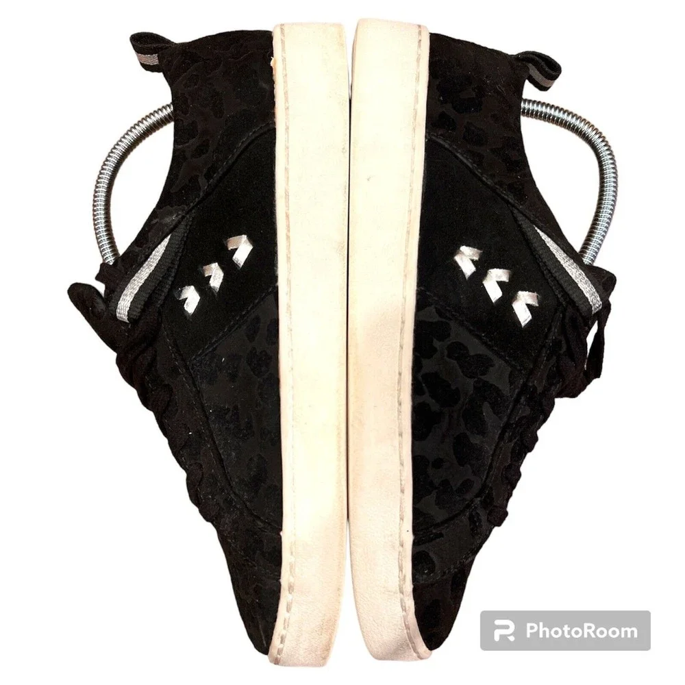 Women's Jack Rogers‎ Ainsley Black Suede Leopard Sneakers Shoes size 7.5